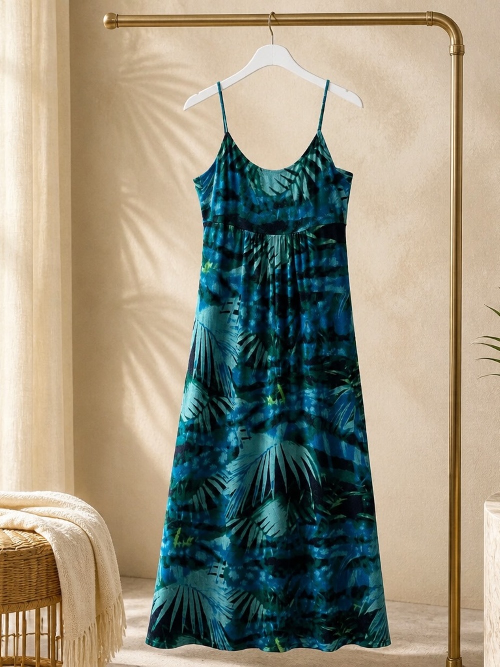 a.n.a Blue Green Watercolor Tank Dress
